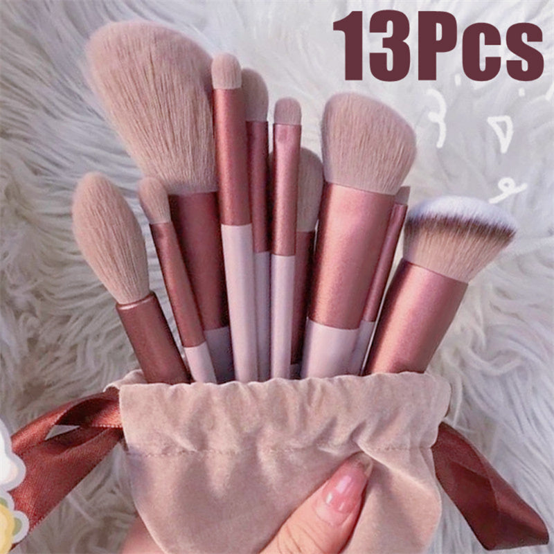 13Pcs Makeup Brush Set Foundation Blush Eye Shadow Cosmetic Beauty Tools | طقم فرش مكياج 13 قطعة للأساس والبلاشر وظلال العيون
