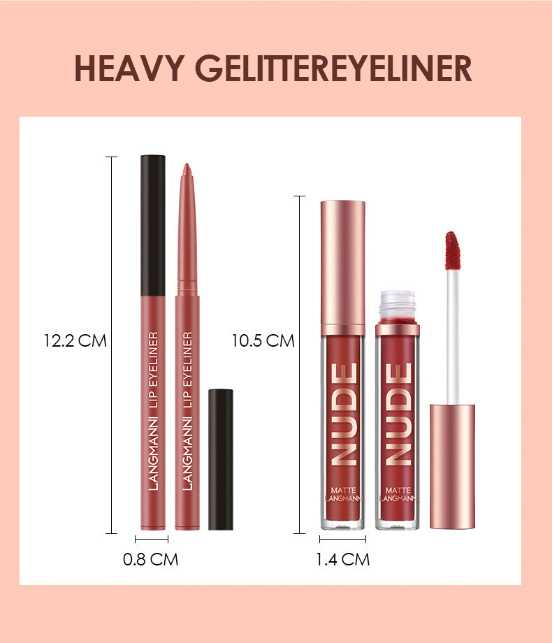 طقم أحمر شفاه مات ومحدد شفاه 12 قطعة مقاوم للماء | Lip Liner And Lipstick Makeup 12 Pcs Set 6 Matte Lipstick 6 Lip Liner Waterproof