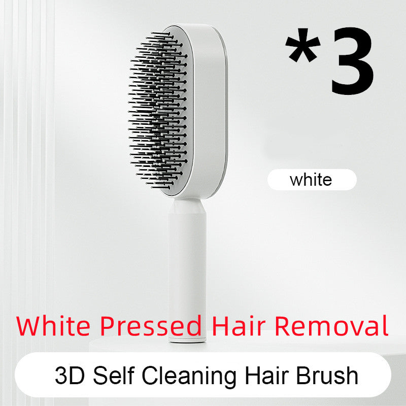 فرشاة شعر ذاتية التنظيف بضغطة واحدة مضادة للكهرباء لمساج فروة الرأس | Self Cleaning Hair Brush One-key Cleaning Anti-Static Airbag Massage Scalp Comb