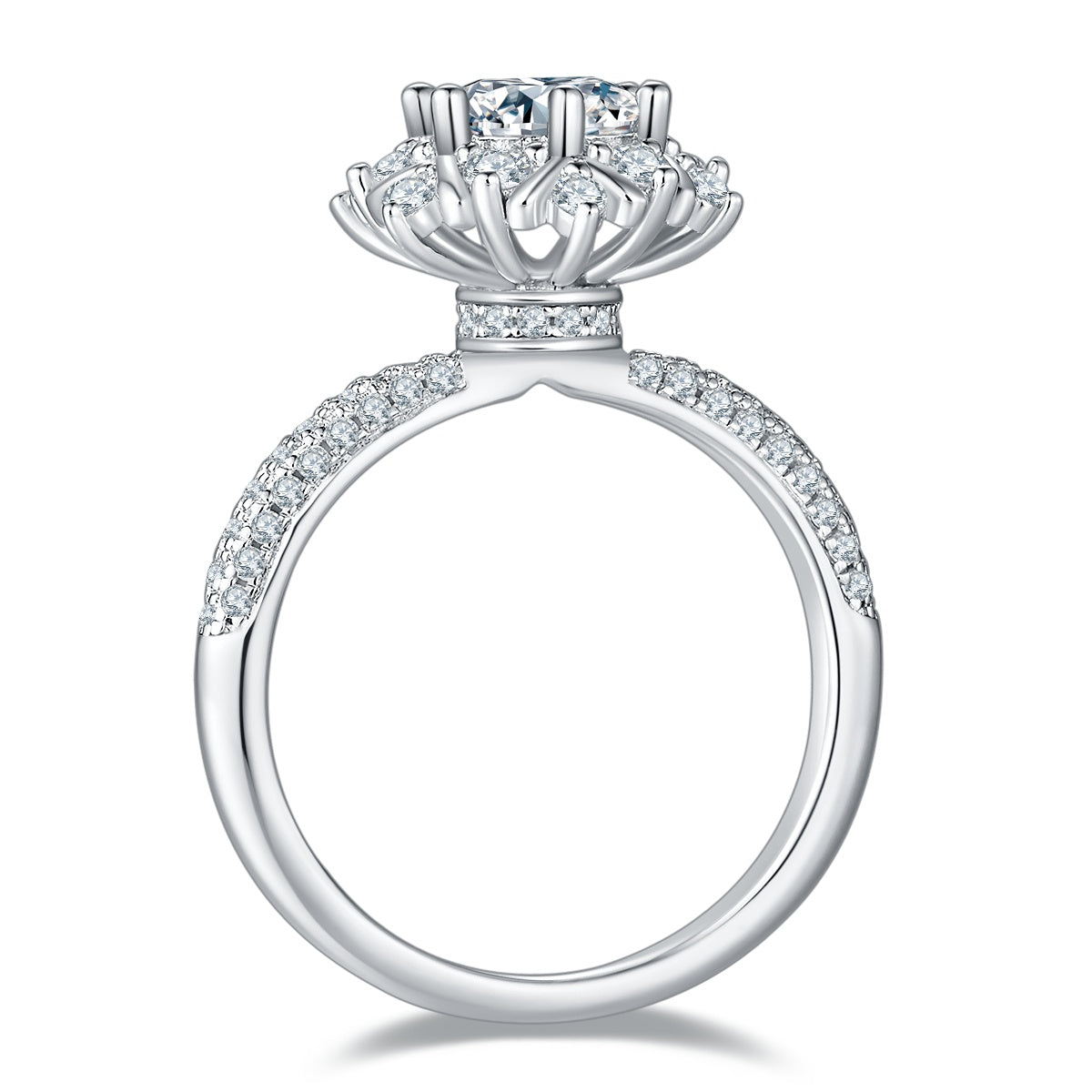 خاتم موسانيت فاخر 1 قيراط من الفضة المطلية بالبلاتين | 1-Carat Luxury Moissanite Silver Ring S925 Platinum Plated