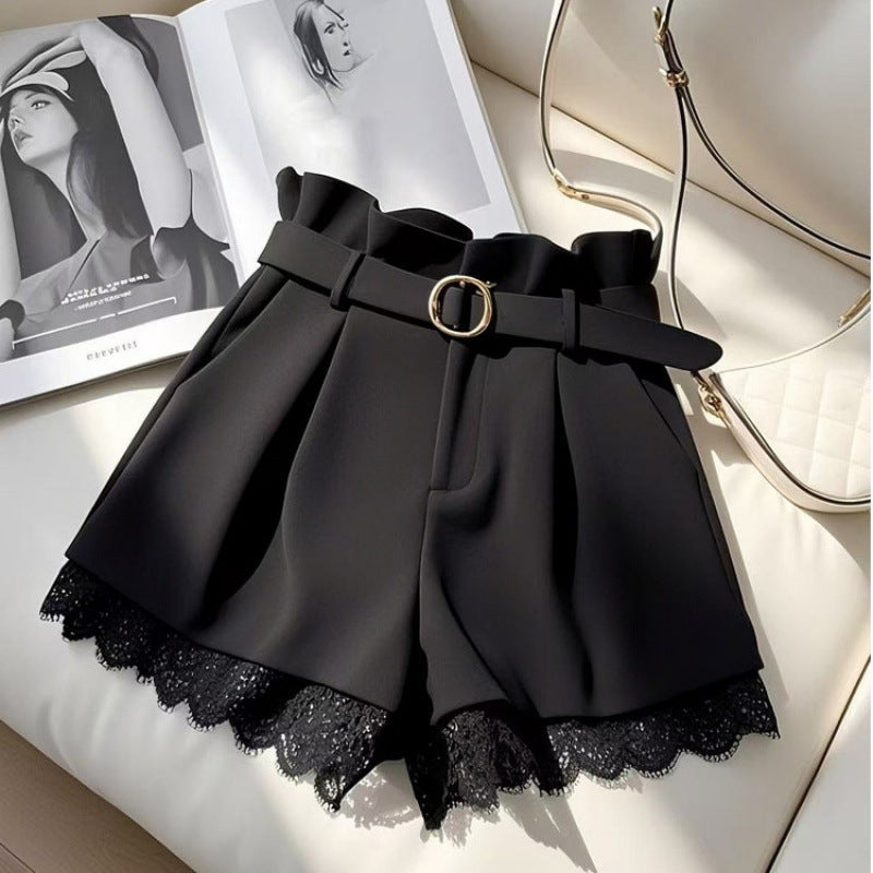 شورت نسائي عالي الخصر كاجوال للقصيرات | High-waisted Casual Shorts Cropped Pants For Petite Women