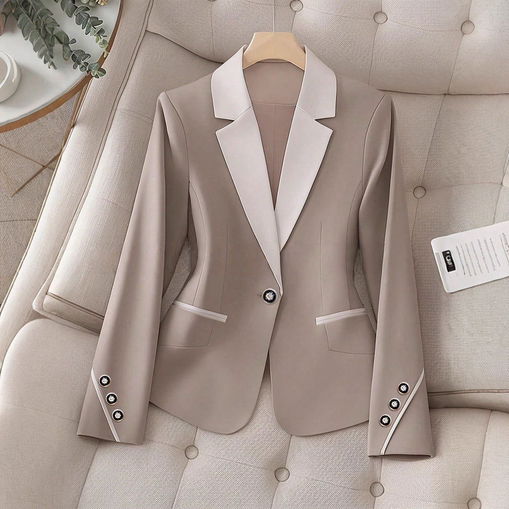 بليزر رسمي أنيق بأزرار متباينة | Professional Contrasting-Color Button Elegant Formal Blazer