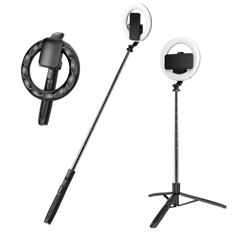 Multifunctional Selfie Stick Q05S with Beauty Ring Light Live Broadcast | عصا سيلفي متعددة الوظائف Q05S مع إضاءة حلقية للبث المباشر