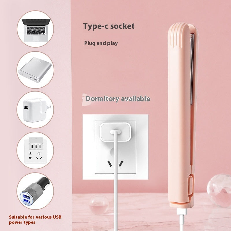 مكواة شعر ميني 2 في 1 محمولة بمنفذ USB | Hair Curler And Straightener Dual-use Portable Usb Interface Mini Hair Styling Iron