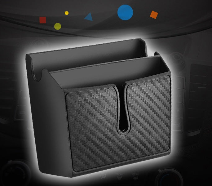 صندوق تخزين لاصق للهاتف بنمط ألياف الكربون | Removable Sticky Carbon Fiber Mobile Phone Storage Box