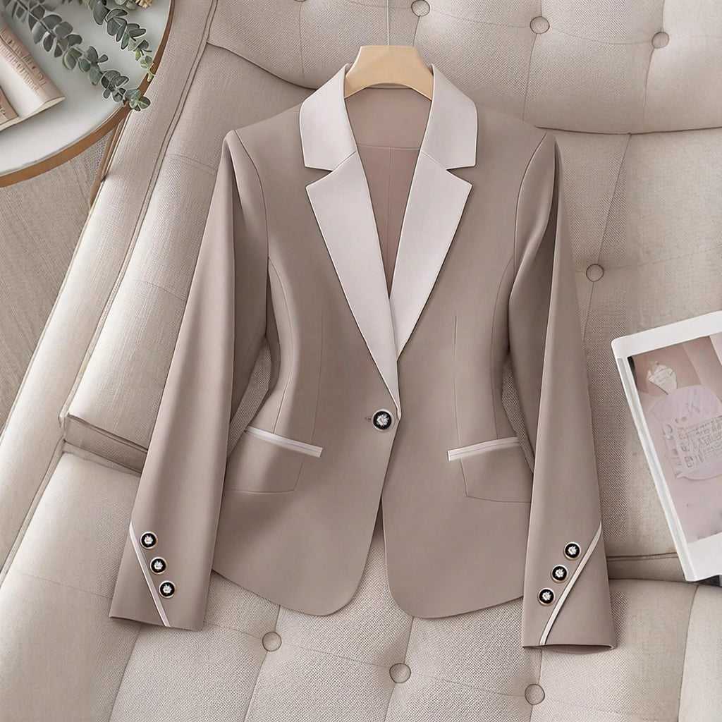 بليزر رسمي أنيق بأزرار متباينة | Professional Contrasting-Color Button Elegant Formal Blazer