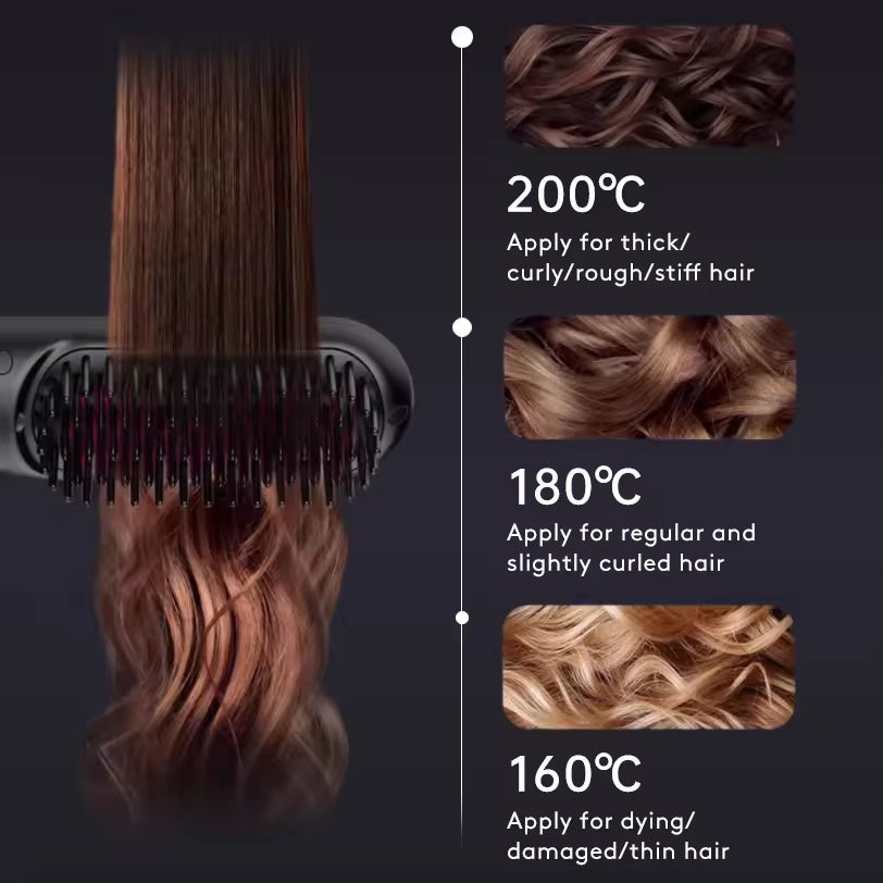 مشط تمليط لاسلكي 2 في 1 | 2 In 1 Straight Hair Comb Wireless Hair Straightener Brush