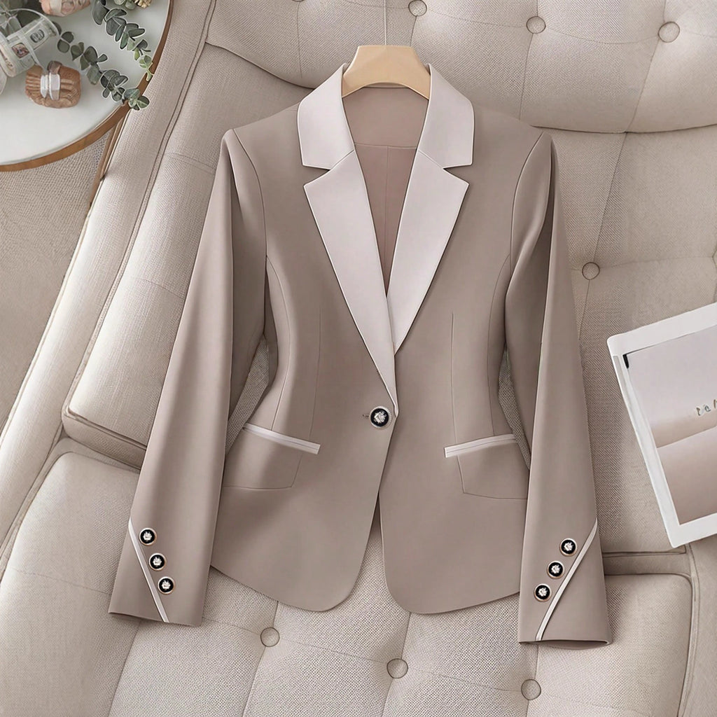 بليزر رسمي أنيق بأزرار متباينة | Professional Contrasting-Color Button Elegant Formal Blazer