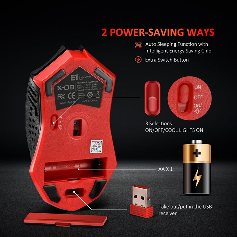 ماوس لاسلكي صامت مضيء موفر للطاقة | Power-Saving Silent Luminous Wireless Mouse