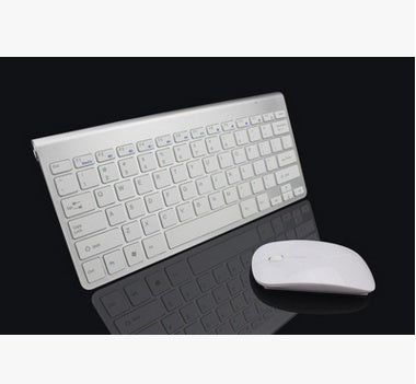 طقم كيبورد وماوس لاسلكي 2.4G محمول لللابتوب والتلفزيون الذكي | 2.4G Wireless Keyboard And Mouse Portable Mini Combo Set For Laptop Mac Desktop PC Smart TV PS4