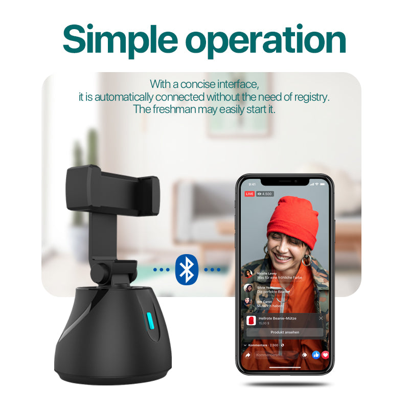 Smart Face Recognition 360-Degree Mobile Phone Holder AI Tracking | حامل هاتف ذكي بتتبع الوجه 360 درجة بالذكاء الاصطناعي