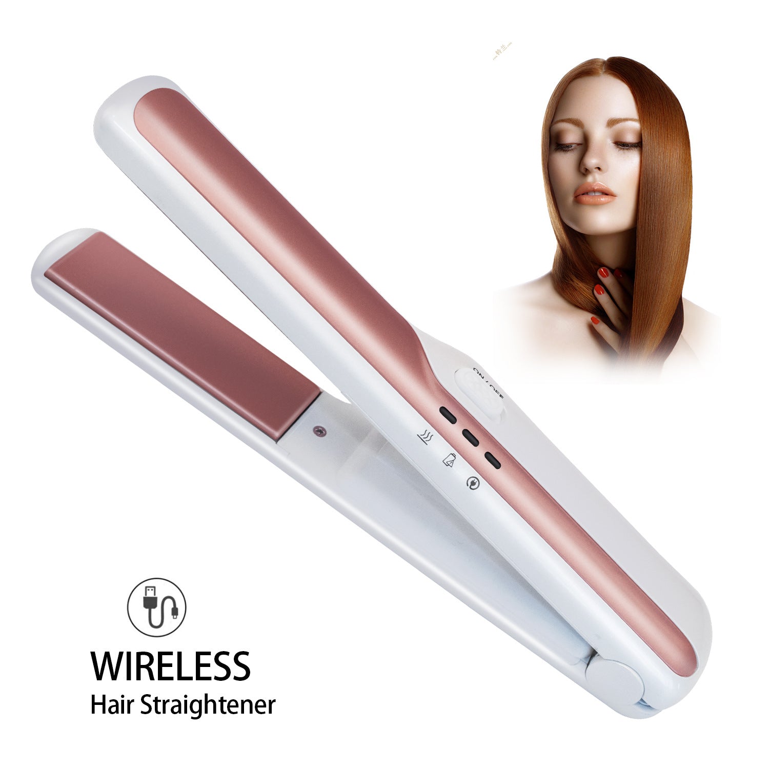 مكواة شعر لاسلكية بشحن USB | USB Wireless Charging Hair Straightener