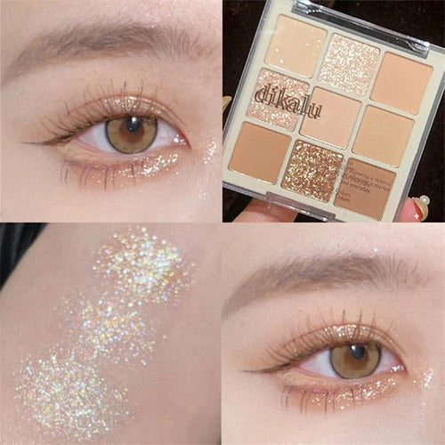 New 9 Colors Nude Shimmer Matte Eyeshadow Pallete Glitter Eyeshadow Long Lasting Waterproof Eye Pigments Shine Eyeshadow Makeup