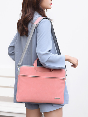 حقيبة لابتوب جلد PU نسائية مع حامل ماوس للماكبوك 13-15.6 بوصة | PU Leather Women Laptop Bag Notebook Briefcase For Macbook 13.3 14 15.6 Inch With Mouse Bag