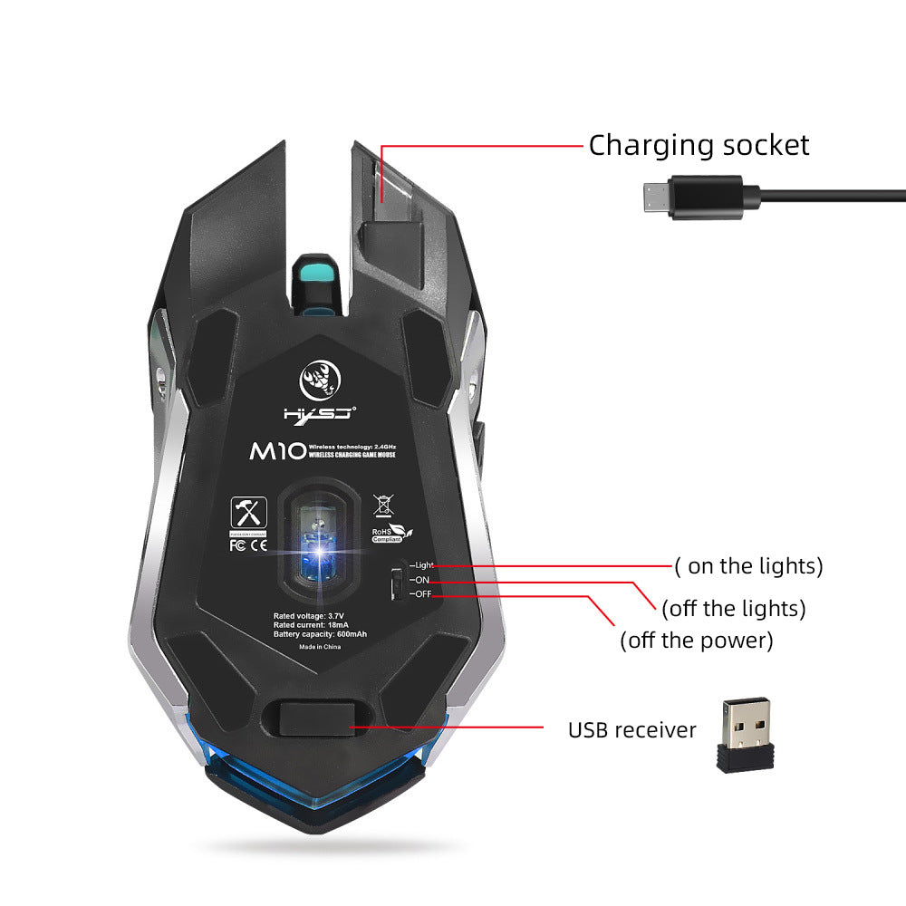 ماوس جيمينج لاسلكي 2.4G مضيء HXSJ للألعاب | HXSJ New Wireless Mouse 2.4G Gaming Mouse Glowing Mouse