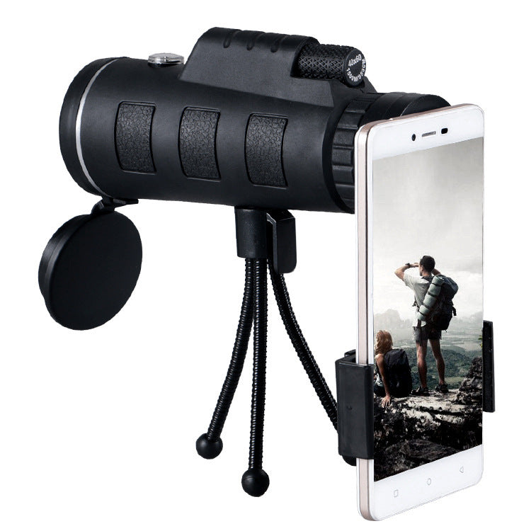 تلسكوب أحادي العين قابل للتكبير مع بوصلة وحامل هاتف وحامل ثلاثي | Monocular Telescope Zoom Scope with Compass Phone Mount Tripod