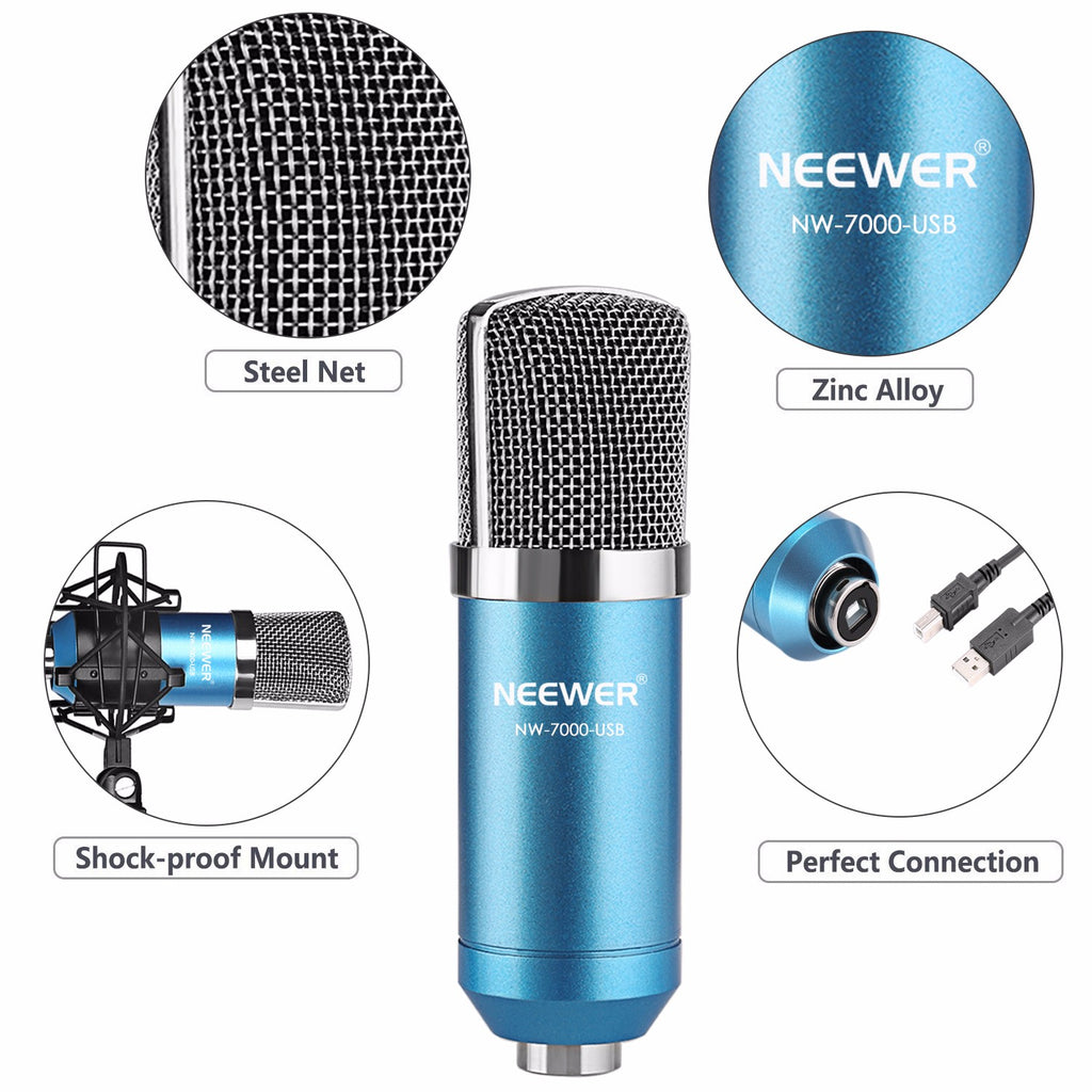 مايكروفون Neewer NW-7000 USB احترافي مع ذراع مقصية وحامل صدمات | Neewer NW-7000 USB Professional Studio Condenser Microphone Kit