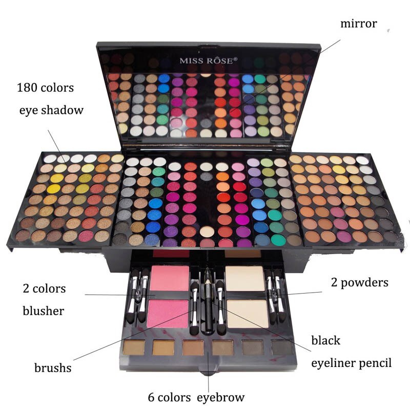 باليت مكياج 180 لون على شكل بيانو | 180 Colors Eyes Shadow Blush Set Personalized Piano-shaped Makeup Palette Box