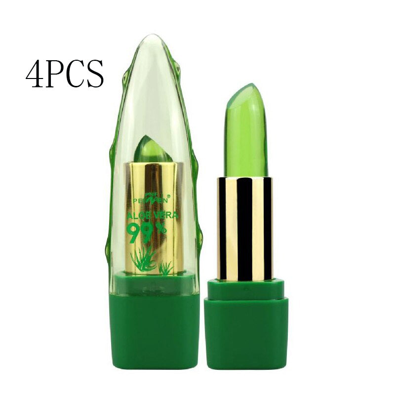 أحمر شفاه مغير اللون بالصبار الطبيعي مرطب ومغذي | Aloe Vera Gel Color Changing Lipstick Gloss Moisturizer Anti-drying Lip Care