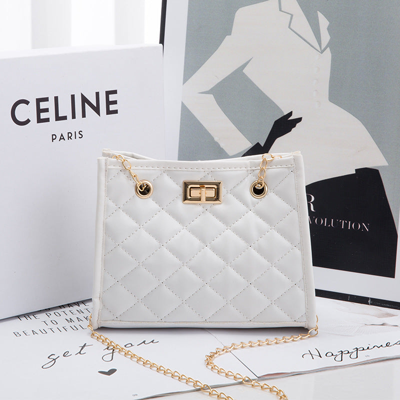 حقيبة كتف صغيرة بسلسلة بخياطة معينية مربعة للنساء | Mini Chain Shoulder Bags Rhombus Sewing Small Square Bags For Women