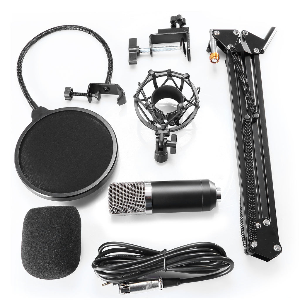 طقم مايكروفون NW-700 احترافي مع حامل مقصي وفلتر وحامل صدمات | NW-700 Professional Condenser Microphone Kit with Scissor Arm Stand Pop Filter Shock Mount