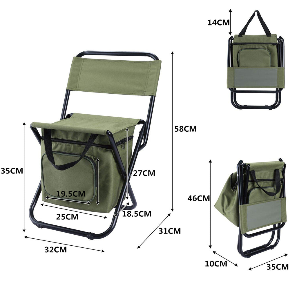 كرسي تخييم قابل للطي مع حقيبة تبريد | Folding Fishing Chair Backpack with Cooler Bag Portable Camping Chair
