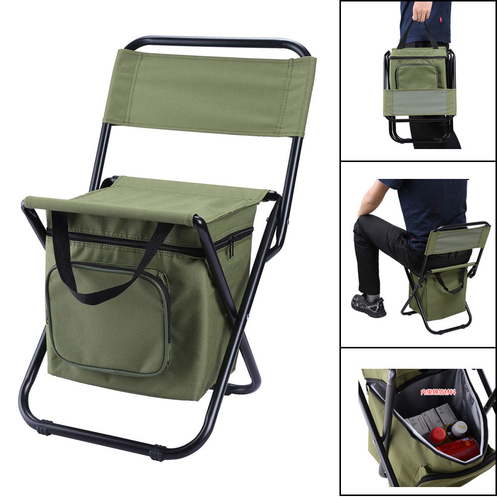 كرسي تخييم قابل للطي مع حقيبة تبريد | Folding Fishing Chair Backpack with Cooler Bag Portable Camping Chair