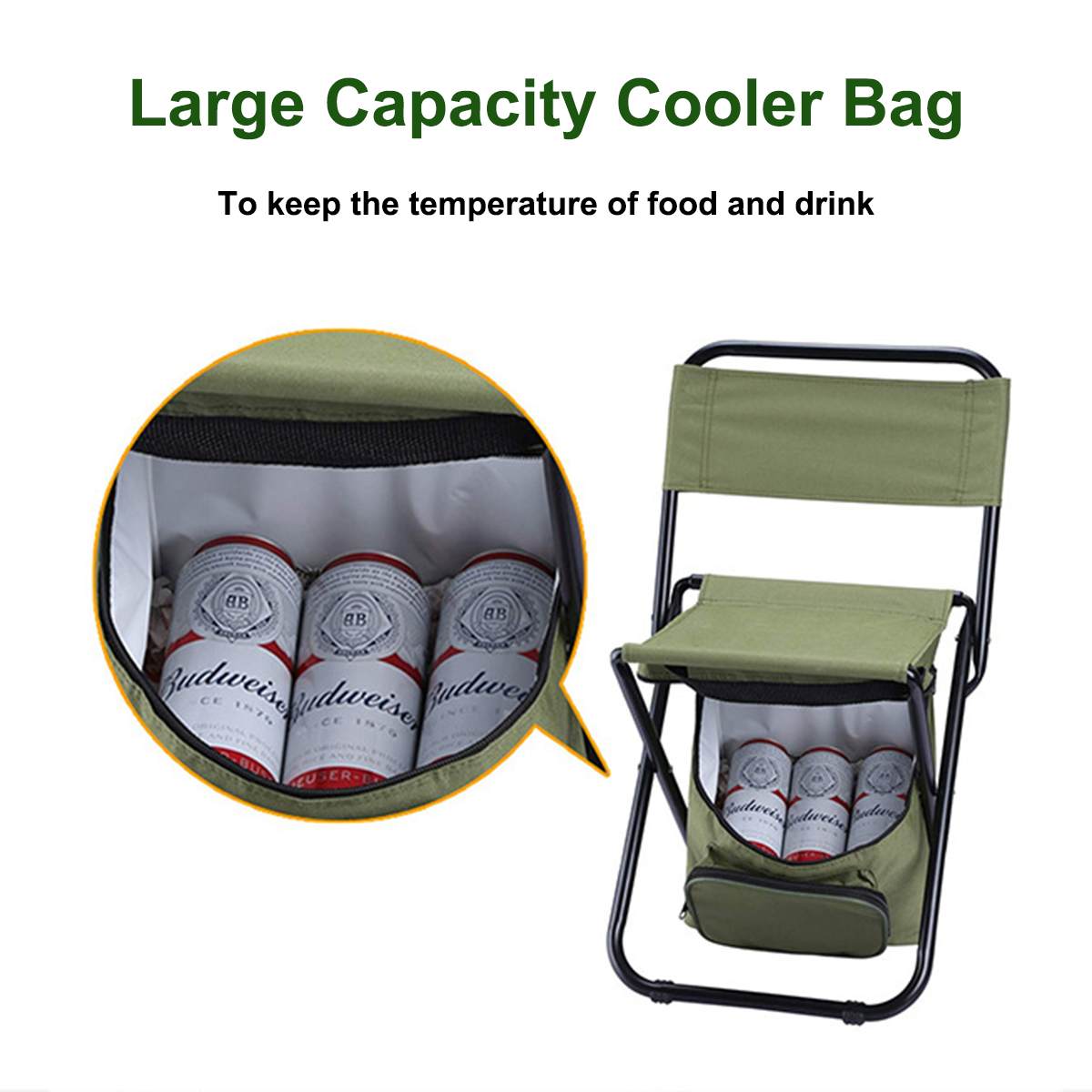 كرسي تخييم قابل للطي مع حقيبة تبريد | Folding Fishing Chair Backpack with Cooler Bag Portable Camping Chair