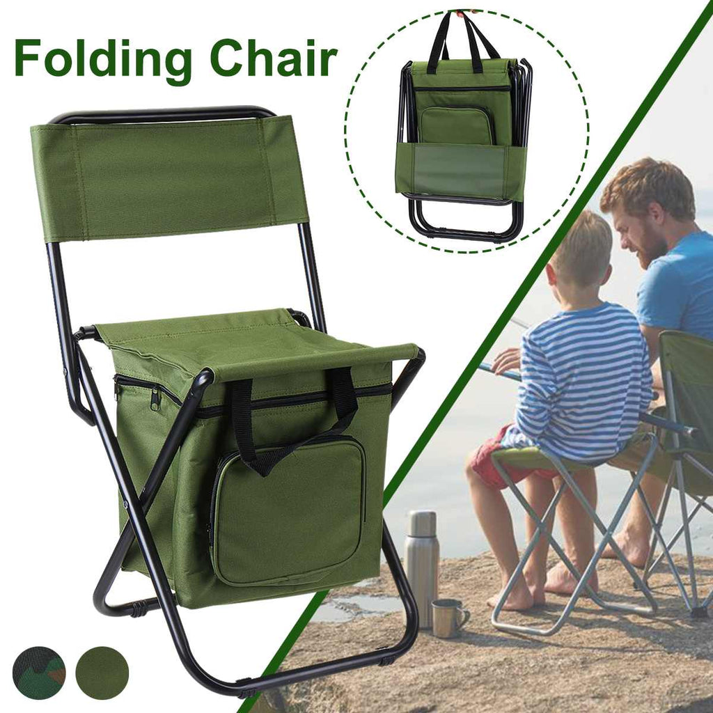 كرسي تخييم قابل للطي مع حقيبة تبريد | Folding Fishing Chair Backpack with Cooler Bag Portable Camping Chair