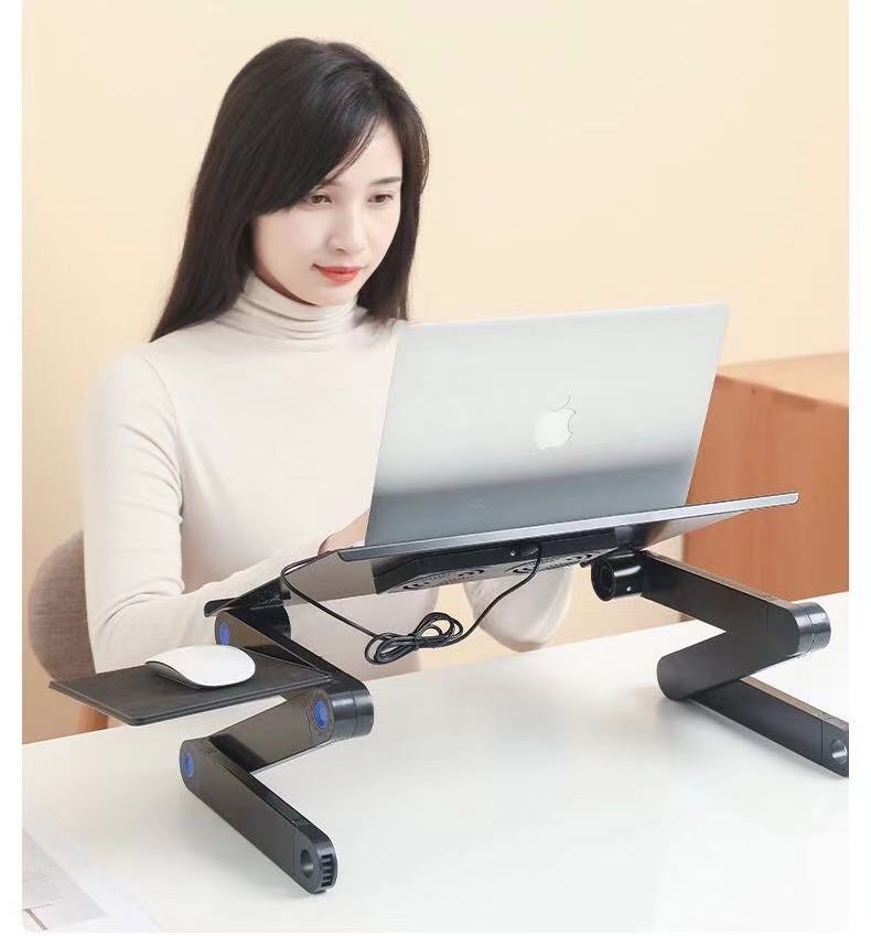 طاولة كمبيوتر قابلة للطي مع مروحتين لتبريد اللابتوب | Folding Computer Desk Notebook Computer Stable With Double Fan