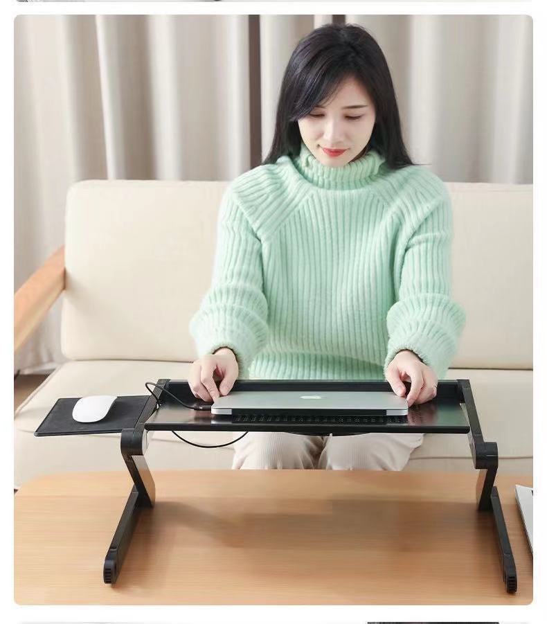 طاولة كمبيوتر قابلة للطي مع مروحتين لتبريد اللابتوب | Folding Computer Desk Notebook Computer Stable With Double Fan