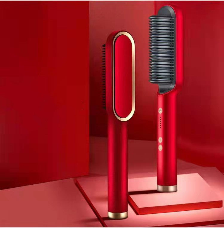 مكواة شعر 2 في 1 مع تجعيد | New 2 In 1 Hair Straightener Hot Comb Curling Tong Electric Hair Brush