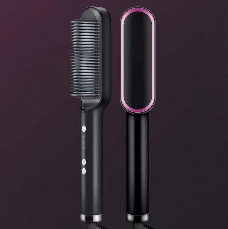 مكواة شعر 2 في 1 مع تجعيد | New 2 In 1 Hair Straightener Hot Comb Curling Tong Electric Hair Brush