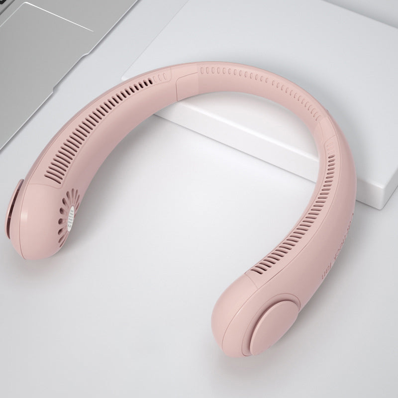 مروحة رقبة لاسلكية صامتة USB | Leafless Hanging Neck Fan USB Charging Silent