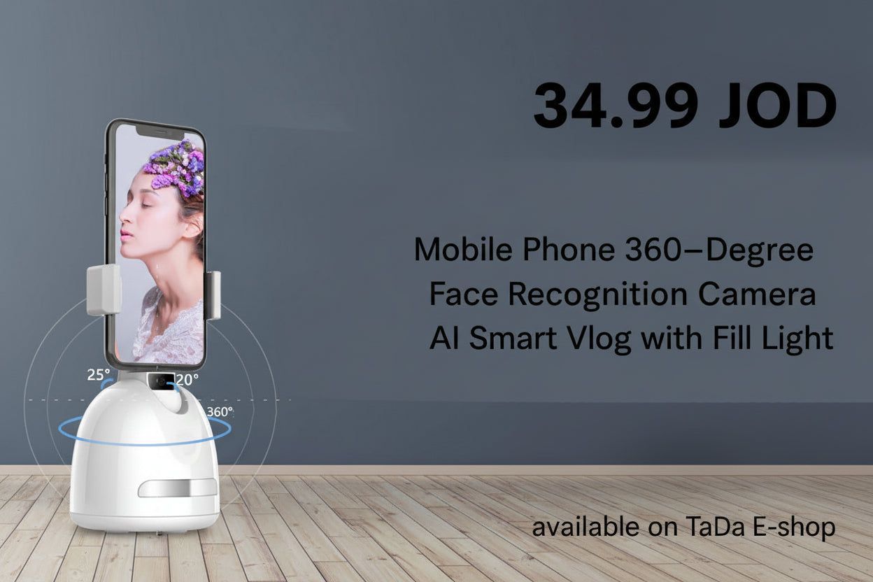 Mobile Phone 360-Degree Face Recognition Camera AI Smart Vlog with Fill Light | كاميرا تتبع الوجه 360 درجة ذكية للهاتف مع إضاءة تصوير
