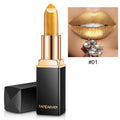 أحمر شفاه معدني لامع متغير اللون بالحرارة بلون لؤلؤي | Shiny Metallic Lipstick Pearlescent Color Temperature Change Gilt Lipstick