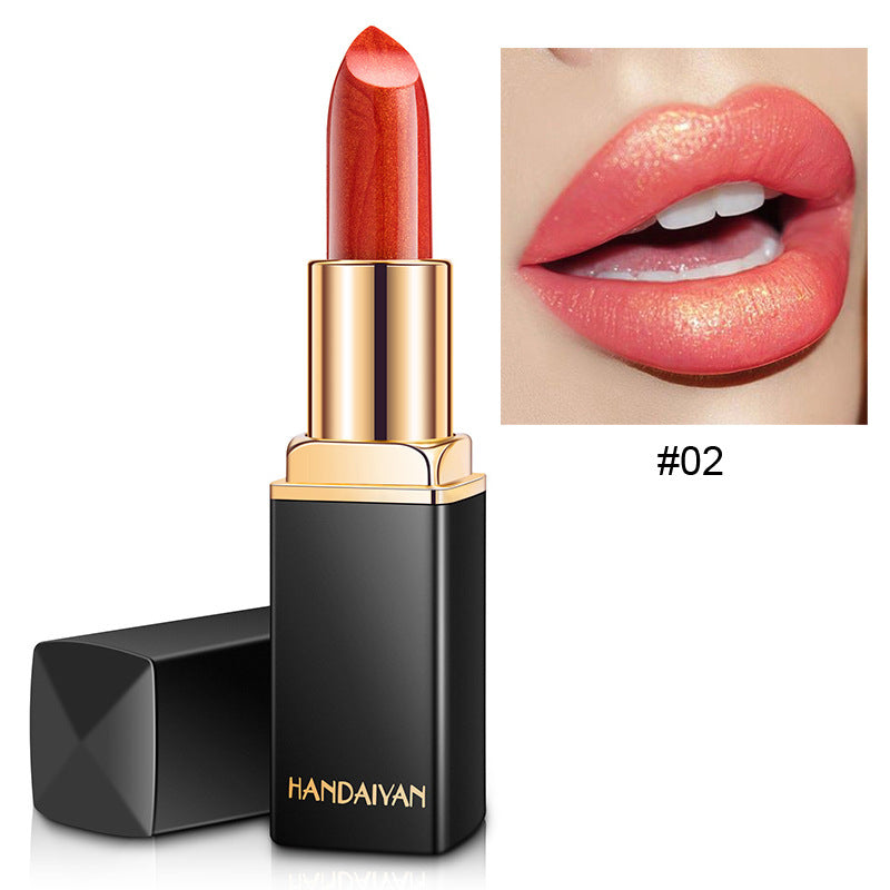 أحمر شفاه معدني لامع متغير اللون بالحرارة بلون لؤلؤي | Shiny Metallic Lipstick Pearlescent Color Temperature Change Gilt Lipstick