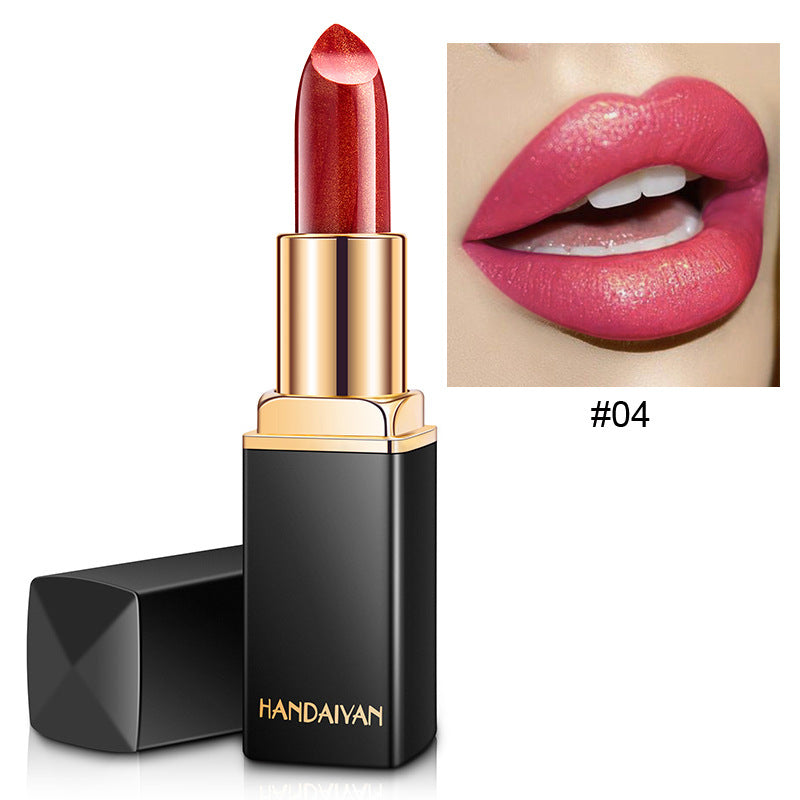 أحمر شفاه معدني لامع متغير اللون بالحرارة بلون لؤلؤي | Shiny Metallic Lipstick Pearlescent Color Temperature Change Gilt Lipstick