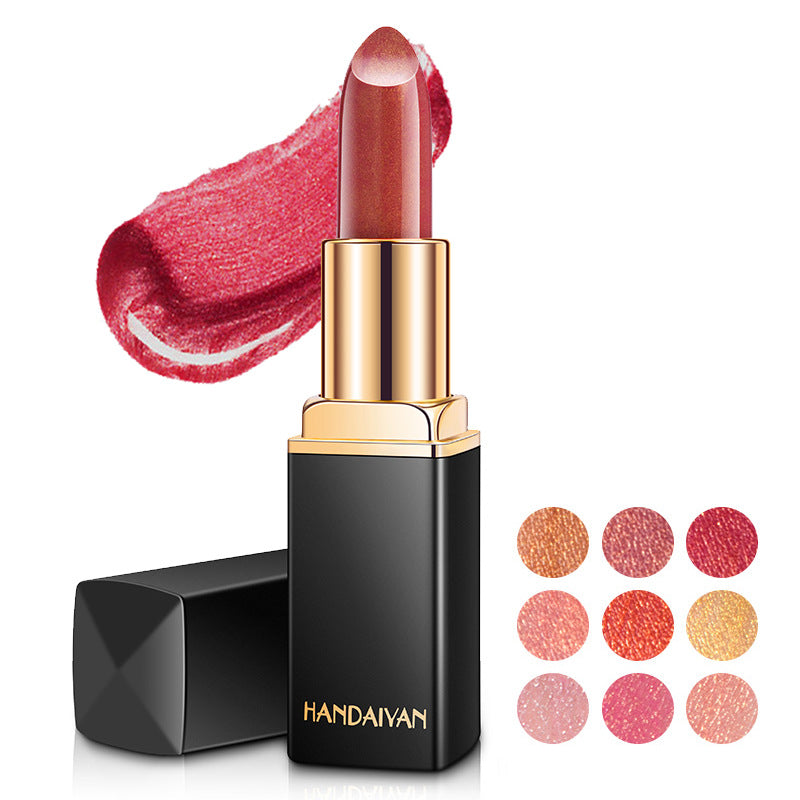 أحمر شفاه معدني لامع متغير اللون بالحرارة بلون لؤلؤي | Shiny Metallic Lipstick Pearlescent Color Temperature Change Gilt Lipstick