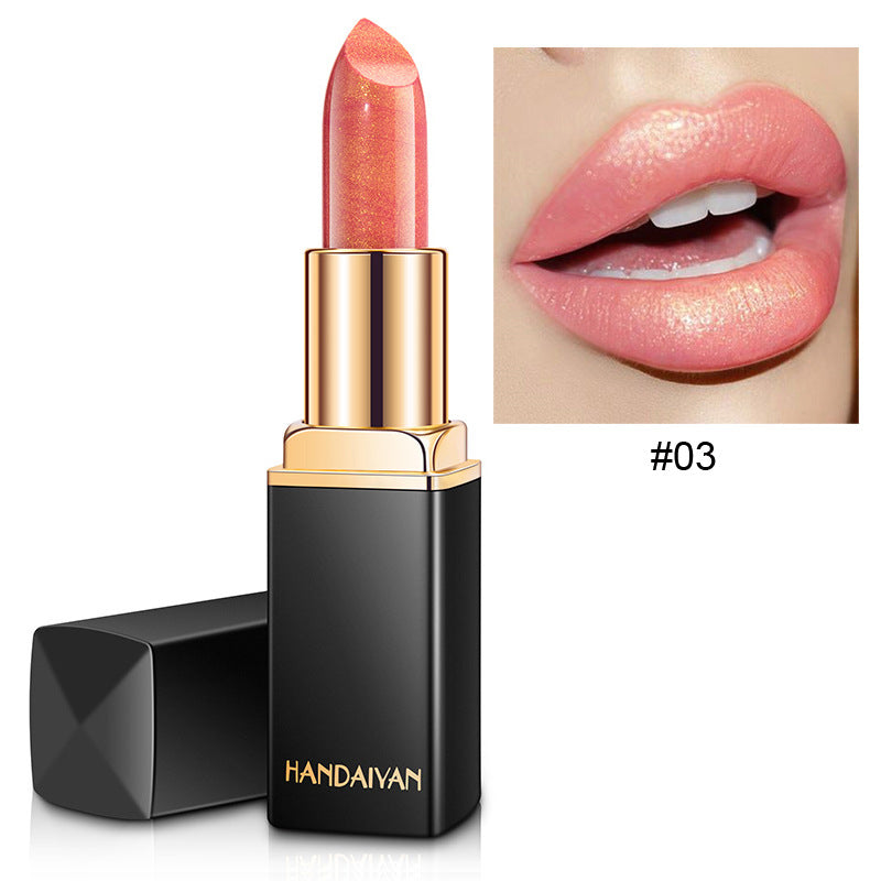 أحمر شفاه معدني لامع متغير اللون بالحرارة بلون لؤلؤي | Shiny Metallic Lipstick Pearlescent Color Temperature Change Gilt Lipstick