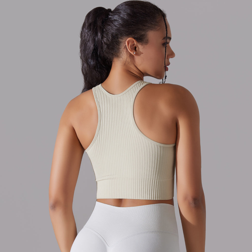 صدرية يوغا محبوكة سلسة بظهر جميل | Seamless Knitted Solid Color I-shaped Beauty Back Yoga Vest