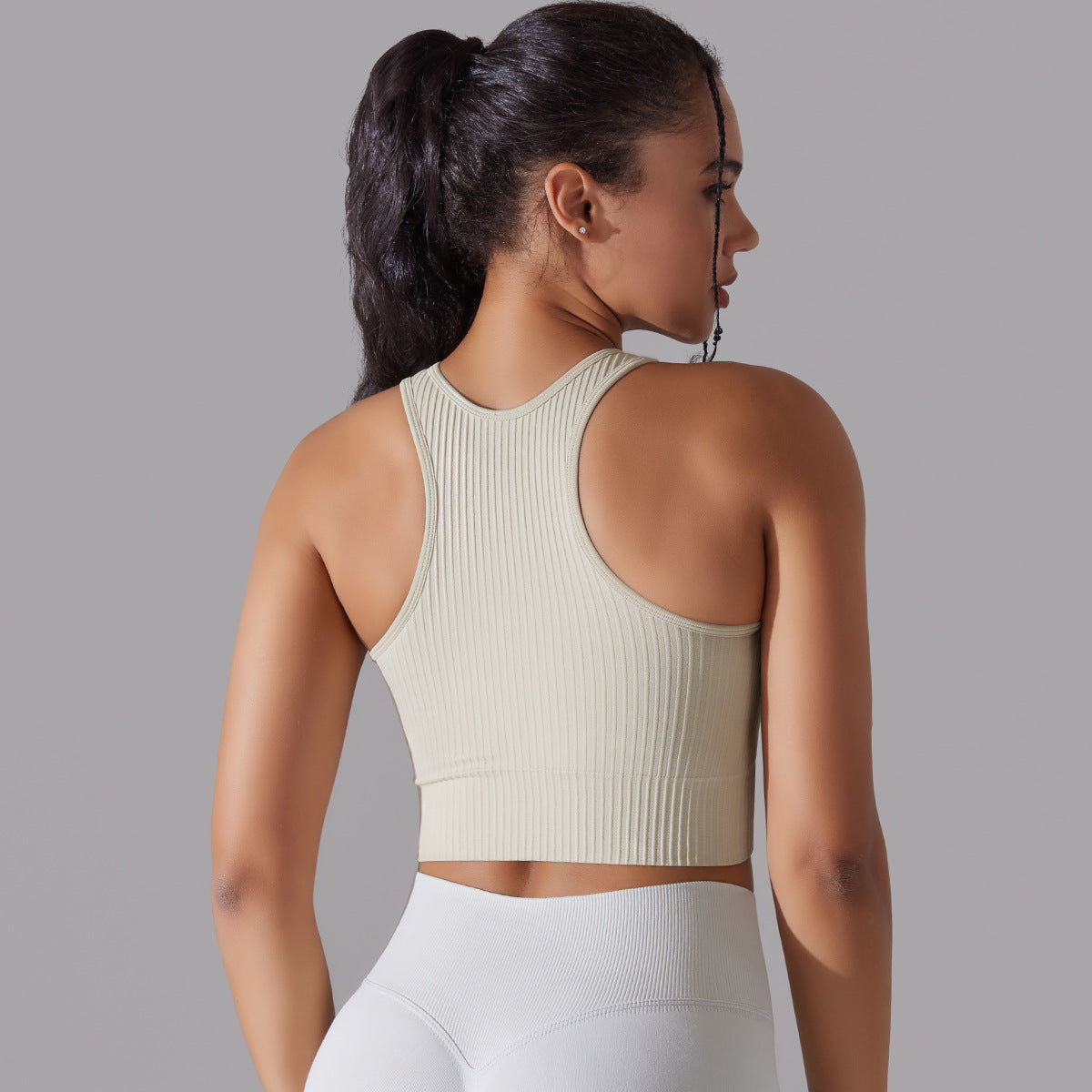 صدرية يوغا محبوكة سلسة بظهر جميل | Seamless Knitted Solid Color I-shaped Beauty Back Yoga Vest