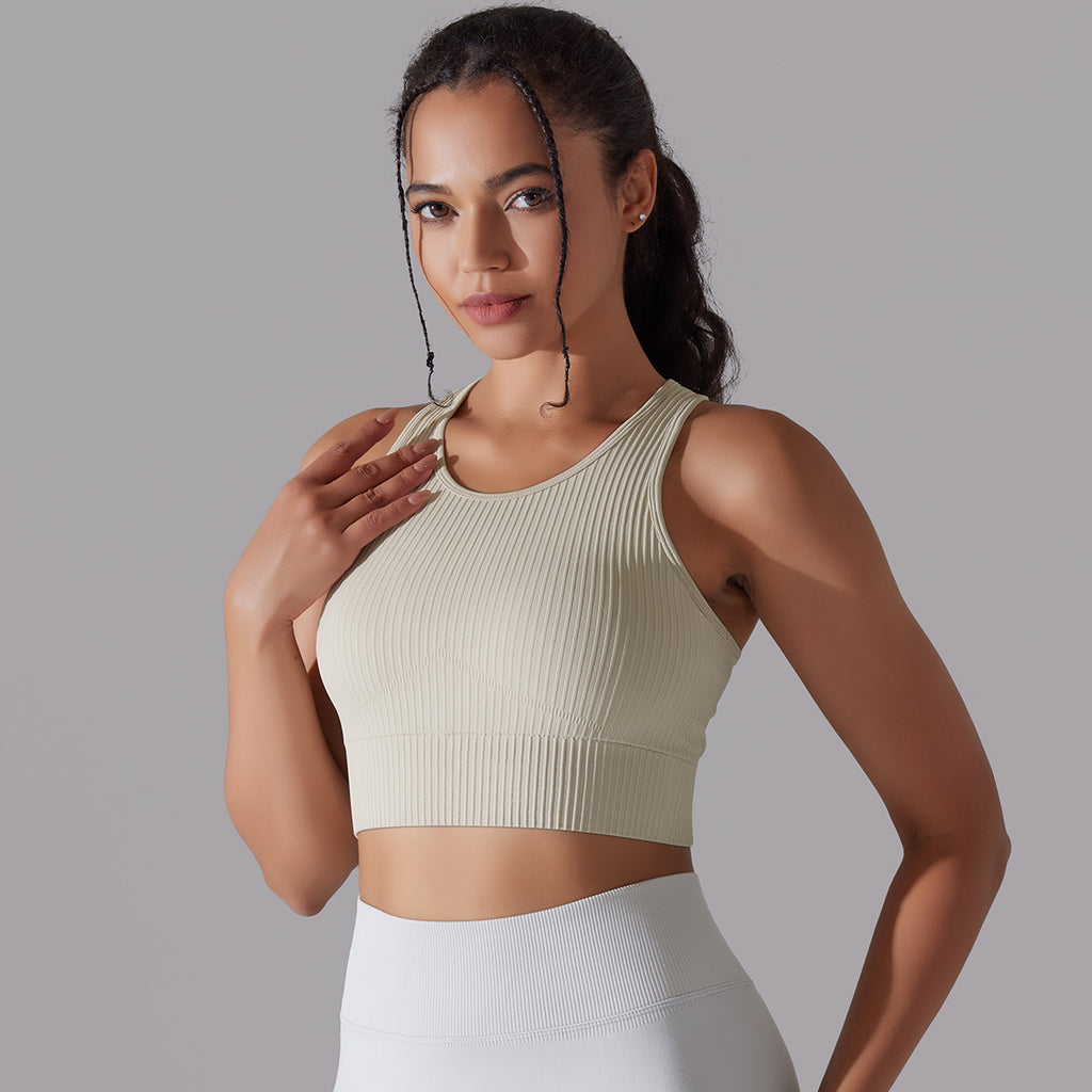 صدرية يوغا محبوكة سلسة بظهر جميل | Seamless Knitted Solid Color I-shaped Beauty Back Yoga Vest
