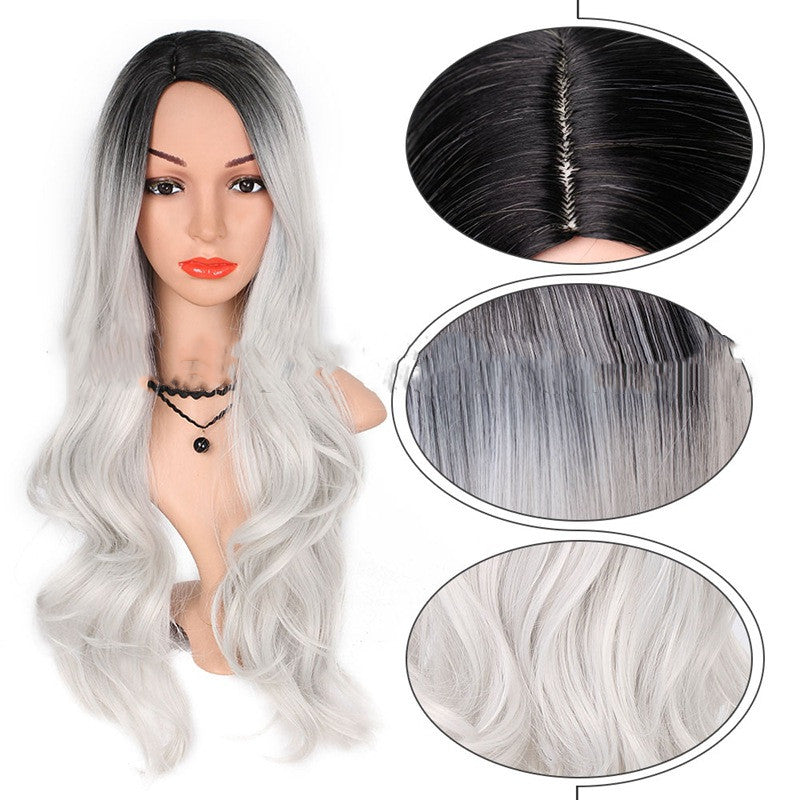 Wig Foreign Trade Wig Female Gradient Chemical Fiber Wig | باروكة نسائية متدرجة من الألياف الكيميائية
