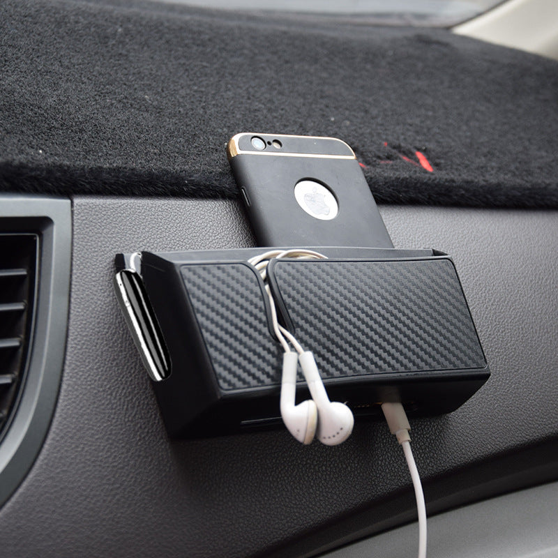 صندوق تخزين لاصق للهاتف بنمط ألياف الكربون | Removable Sticky Carbon Fiber Mobile Phone Storage Box