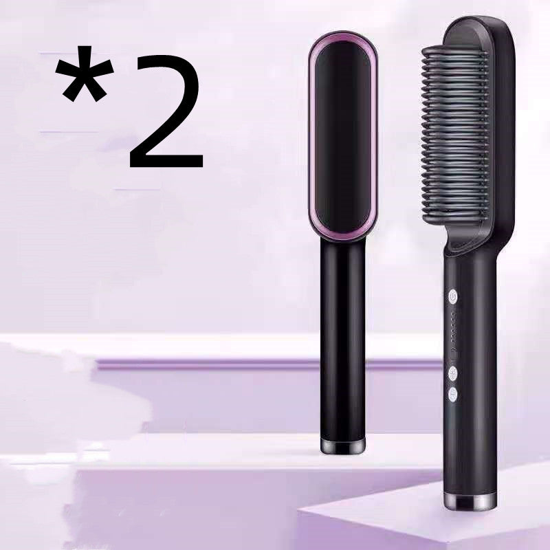 مكواة شعر 2 في 1 مع تجعيد | New 2 In 1 Hair Straightener Hot Comb Curling Tong Electric Hair Brush