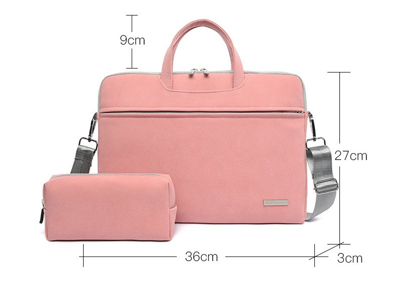 حقيبة لابتوب جلد PU نسائية مع حامل ماوس للماكبوك 13-15.6 بوصة | PU Leather Women Laptop Bag Notebook Briefcase For Macbook 13.3 14 15.6 Inch With Mouse Bag