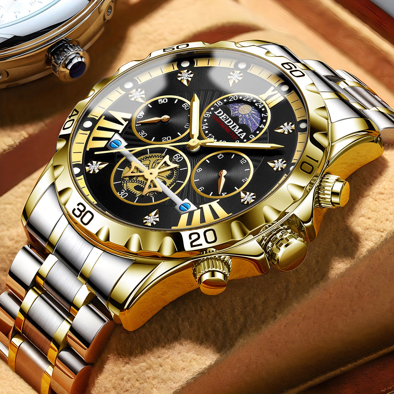 ساعة كوارتز مضيئة مقاومة للماء بعجلة طيارة لرجال الأعمال | Business Luminous Waterproof Flywheel Quartz Watch