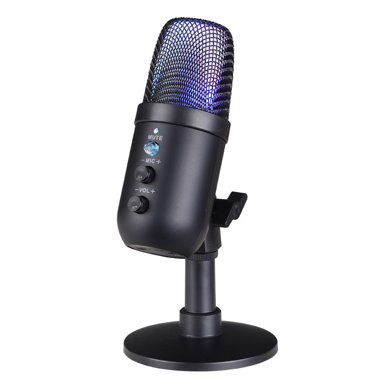 مايكروفون USB بإضاءة RGB للألعاب والكاراوكي والبث المباشر | USB RGB Microphone for Gaming Karaoke Live Streaming Mobile Computer