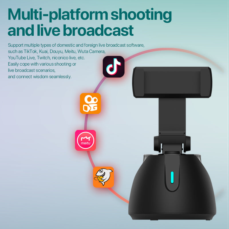 Smart Face Recognition 360-Degree Mobile Phone Holder AI Tracking | حامل هاتف ذكي بتتبع الوجه 360 درجة بالذكاء الاصطناعي